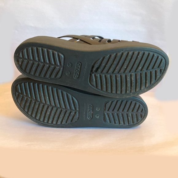 Black Crocs Strappy Sandals LiteRide Platform Women's 11 Comfortable Wedge Soft - Picture 7 of 7